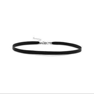 Adjustable Black Leather Choker w Sterling Silver